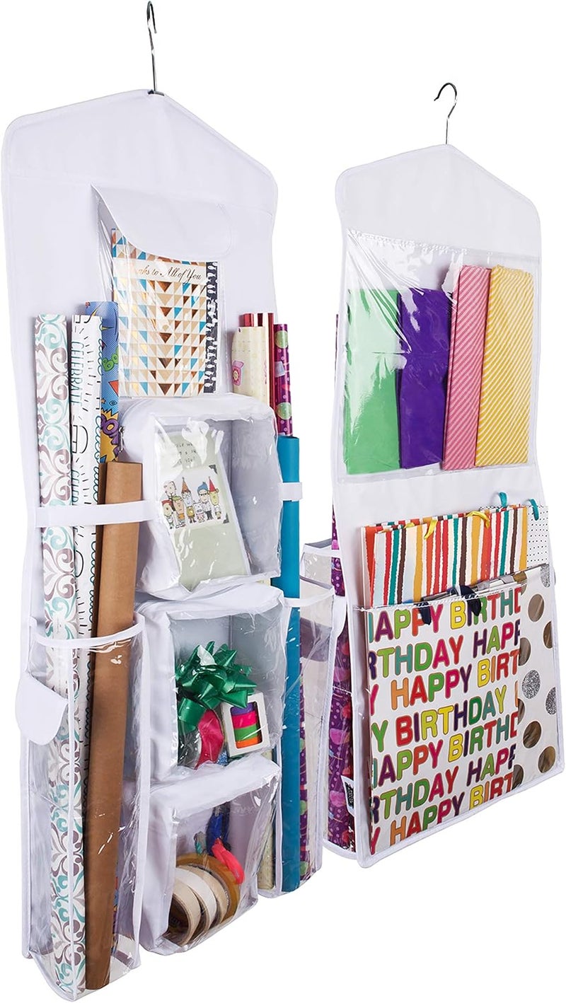 Regal Bazaar Double-Sided Hanging Gift Bag and Gift Wrap Organizer (White) - Image 1